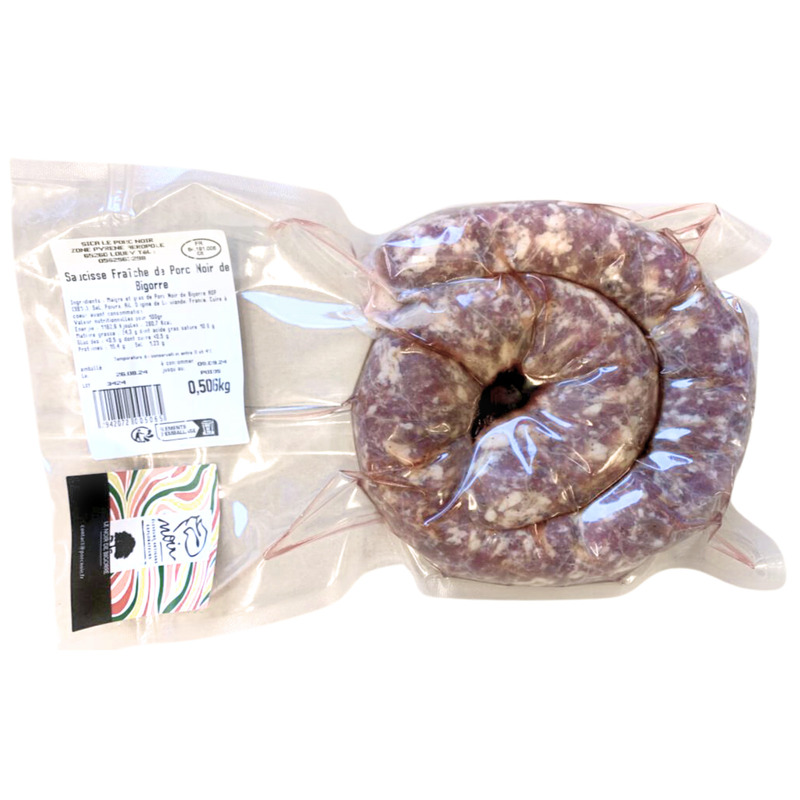 Saucisse fraîche de porc noir de Bigorre ±500g