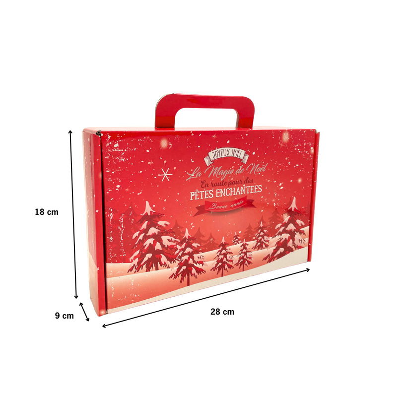 Coffret cadeau rouge Fêtes enchantées 28x19x9cm