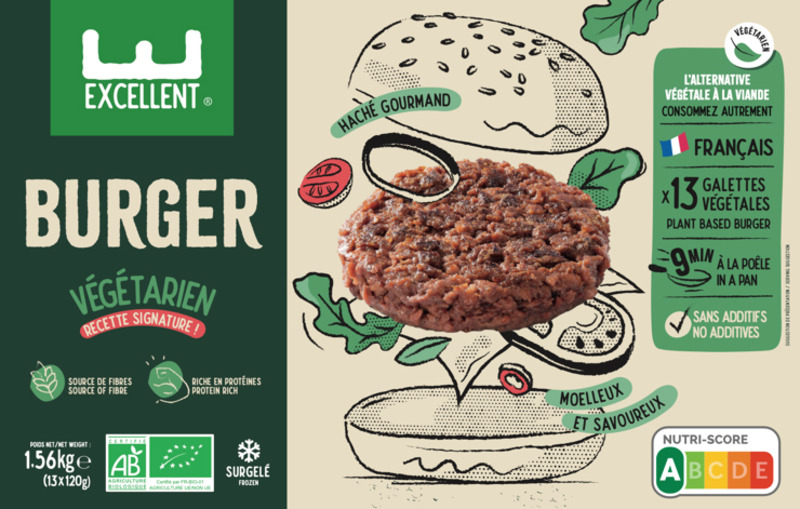 ❆ Haché végétarien Premium pour burger à base de protéines de soja BIO français 13x120g