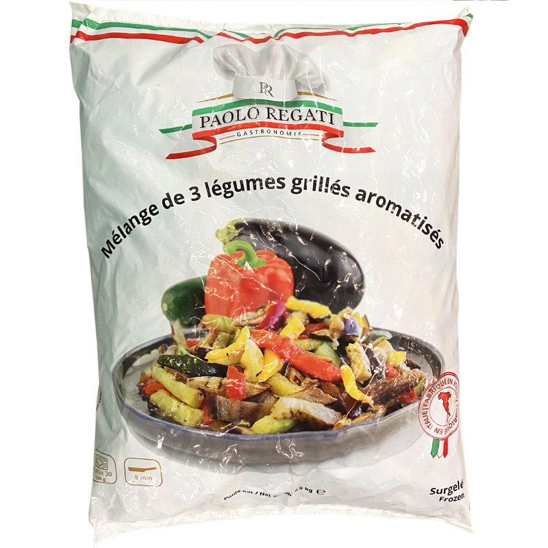 ❆ Mélange de 3 légumes grillés aromatisés  | Aubergine courgette poivron IQF 2,5kg