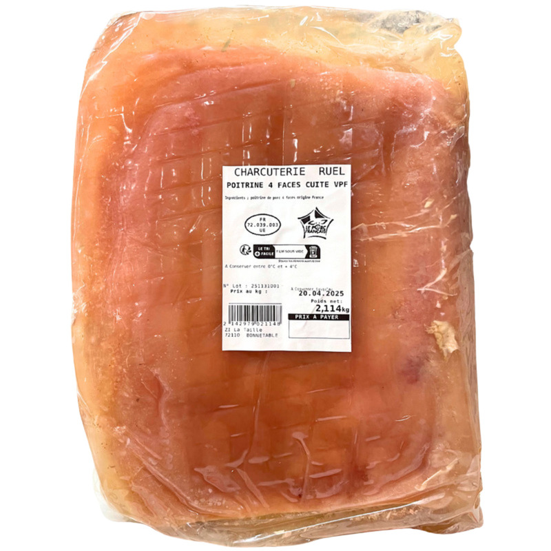 Cooked french pork belly vacuum packed ±2.5kg