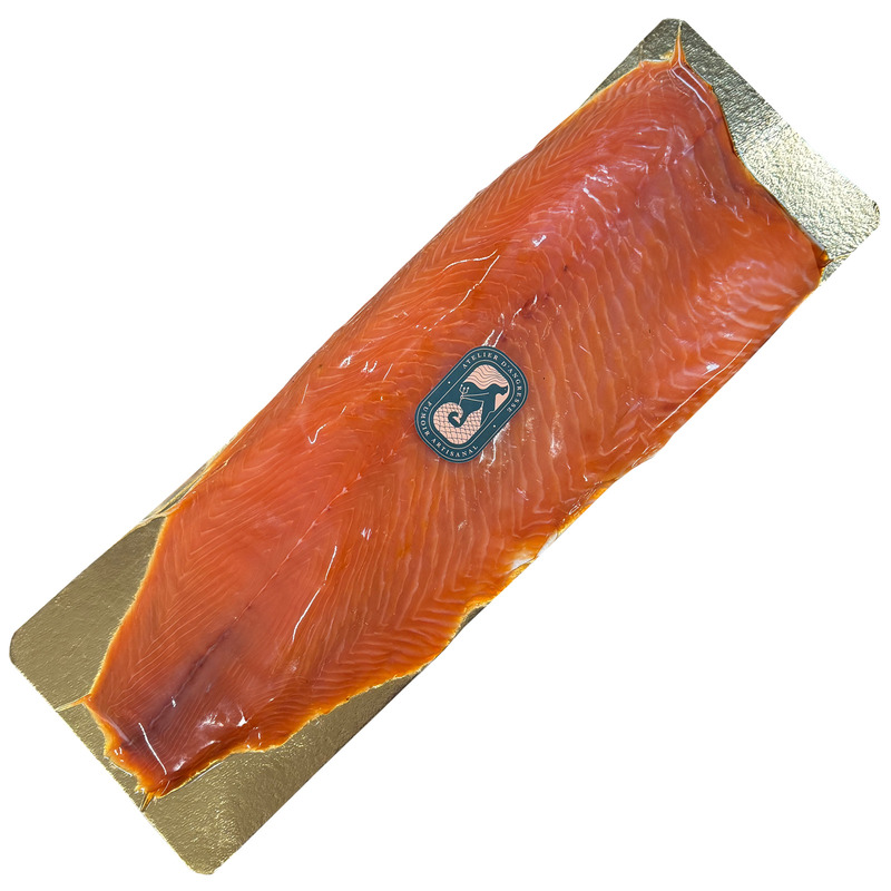 Saumon fumé des Îles Féroé tranché main a/ intercalaires a/peau ±1,5kg