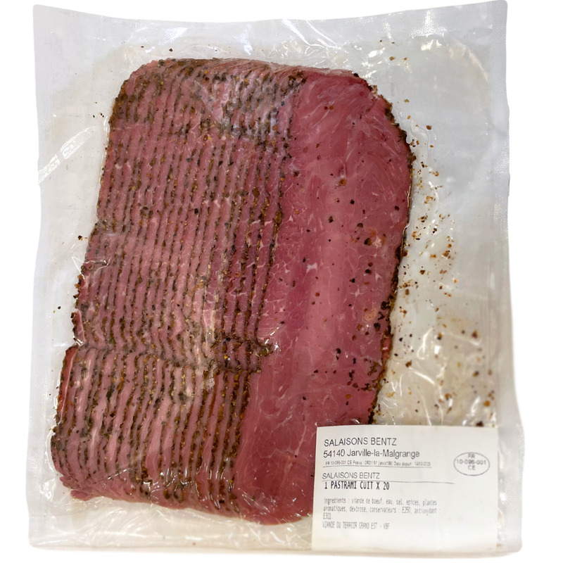 Sliced cooked Pastrami French beef x20 ±500g