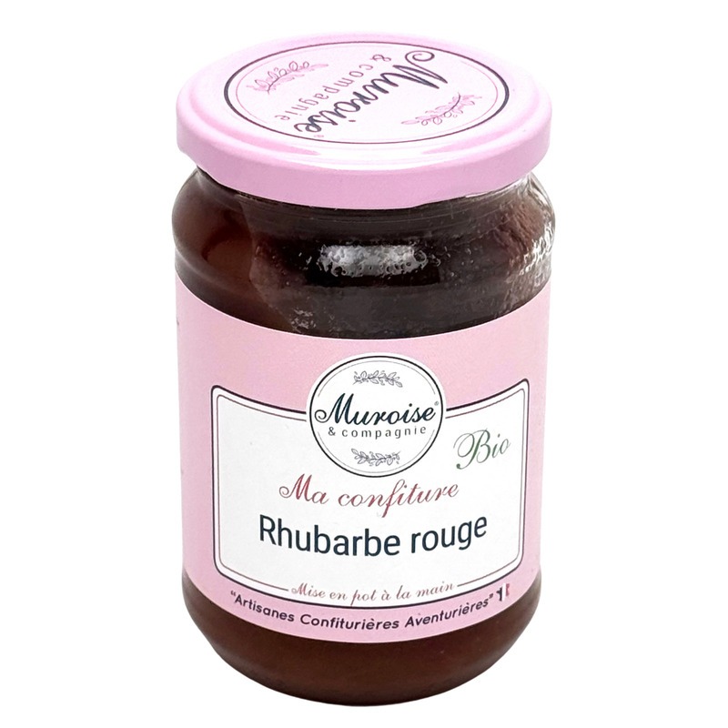 Confiture artisanale de rhubarbe rouge BIO pot 350g