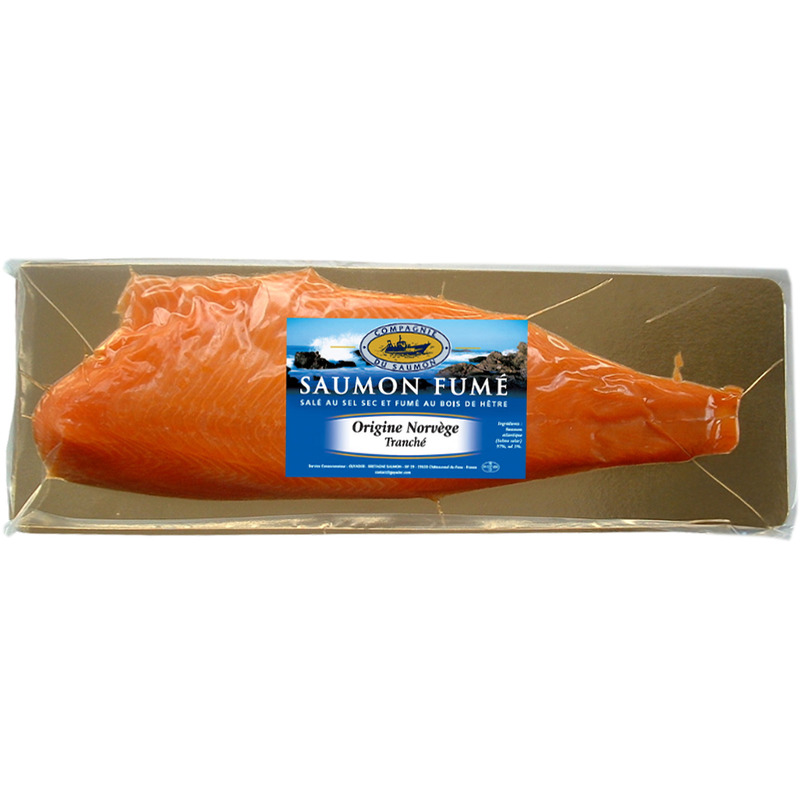 Saumon fumé de Norvège tranché s/ peau a/ intercalaires 0,9-1,3kg