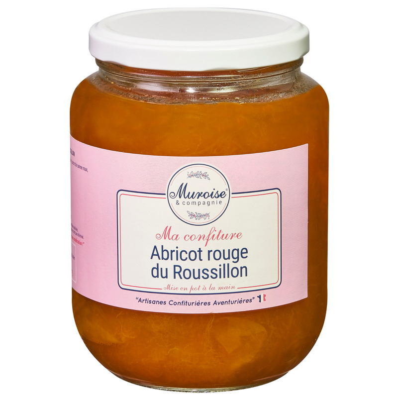 Hand-made red Roussillon apricot jam jar 950g