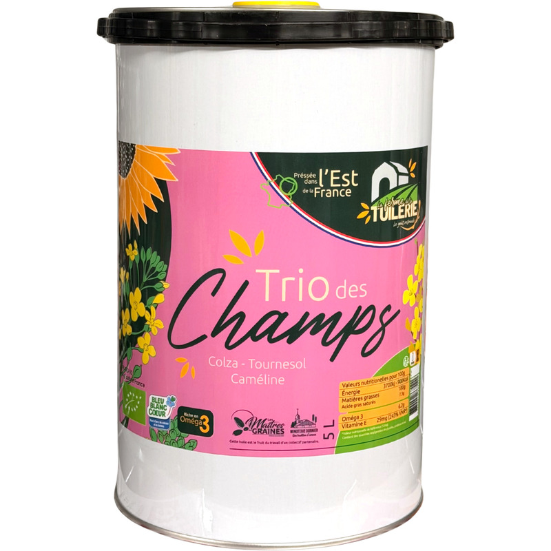 Extra Virgin organic BBC olive Oil Trio des Champs | Sunflower, rapeseed and camelina 5L