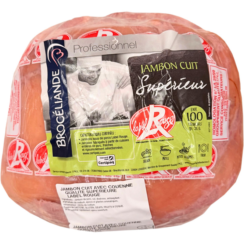 Cooked ham superior with rind LPF Label Rouge ±7.2kg