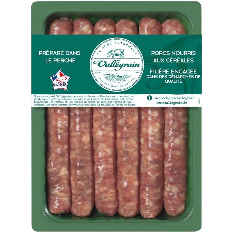 Chipolata nature pur porc noyau naturel LPF x6 ±360g
