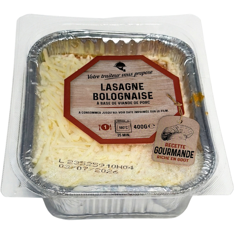 Lasagne bolognaise au porc barquette 400g