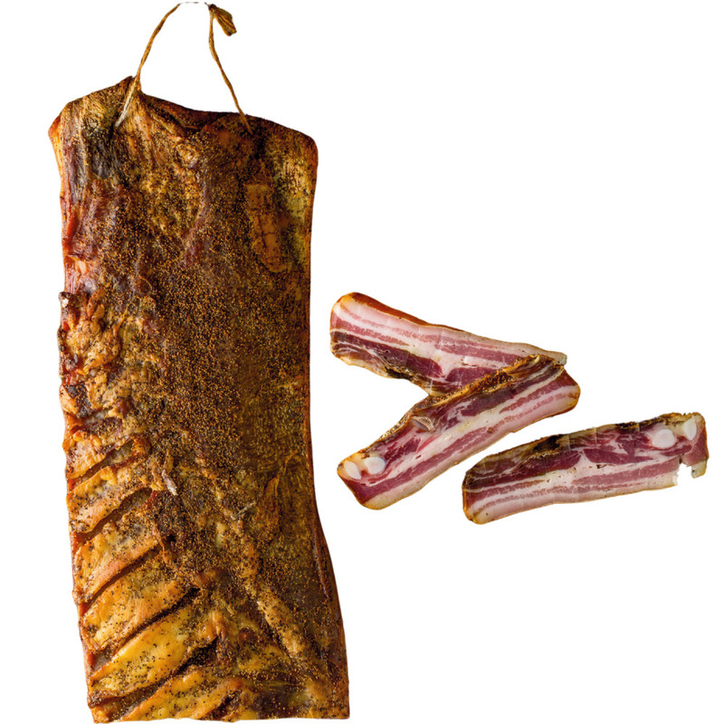 Dry-cured pork belly beech wood smoked French farm pork vacuum-packed ±3kg
