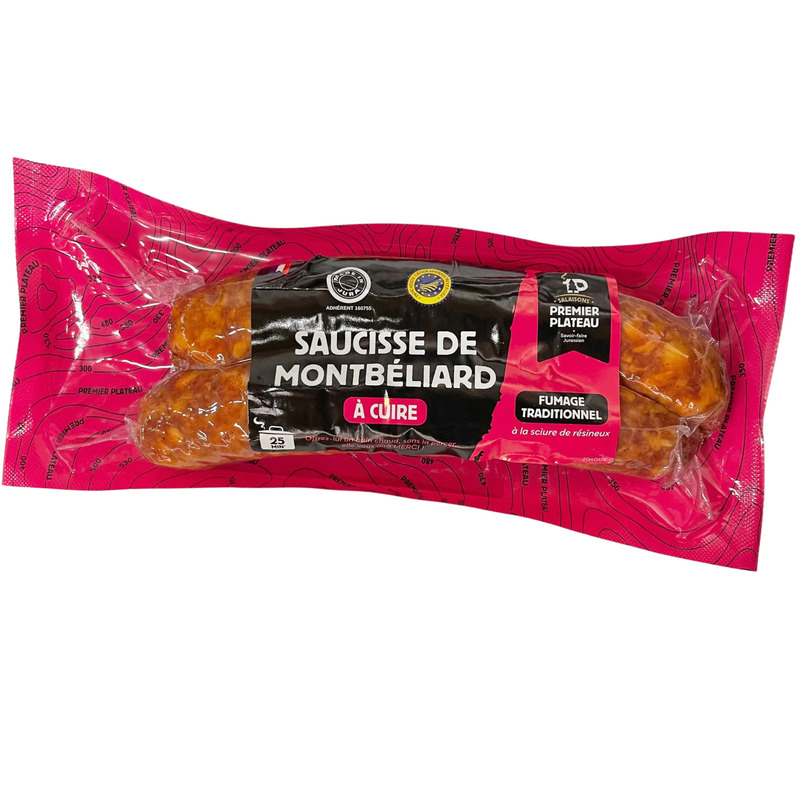 Saucisse de Montbéliard à cuire IGP porc français boyau naturel s/ vide x2 ±300g