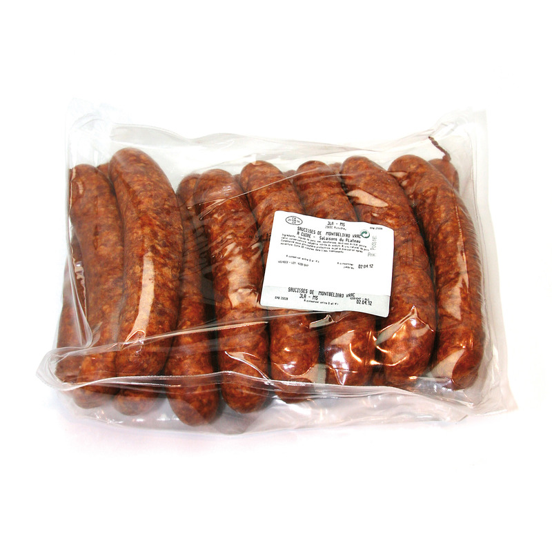 Uncooked Montbéliard sausage PGI french pork in natural gut atm.packed 16x±170g