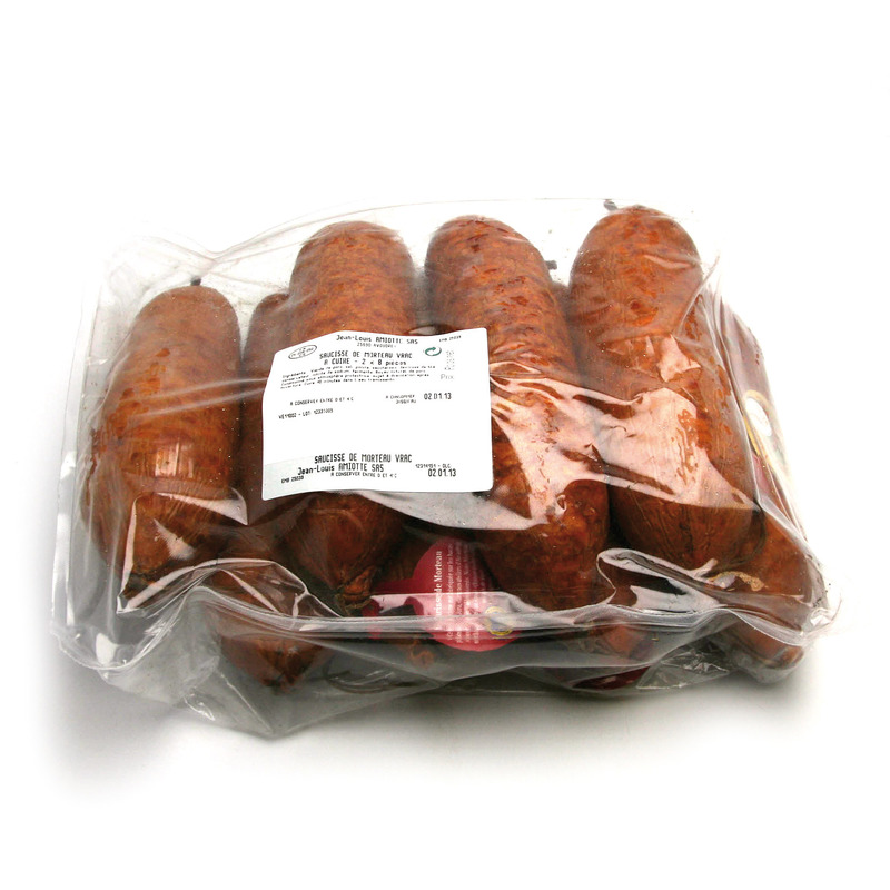 Uncooked Morteau sausage PGI french pork in natural gut atm.packed 8x±400g
