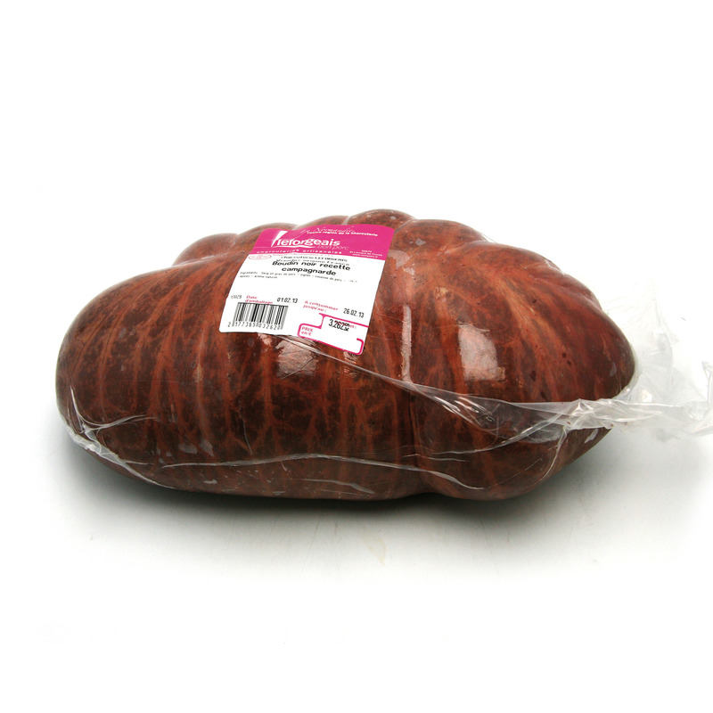Rustic large black pudding for slicing french pork vacuum packed ±2.8kg